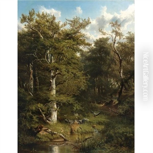 An Eagle And His Prey In The Woods Oil Painting by Marinus Adrianus Koekkoek