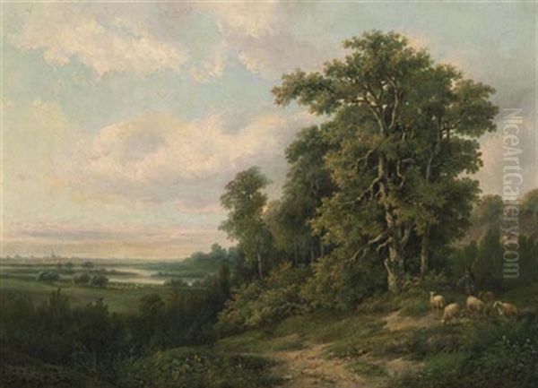 Landschaft Mit Schafen Und Hirt Oil Painting by Marinus Adrianus Koekkoek