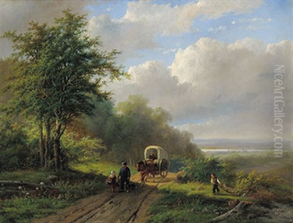 Begegnung Auf Der Landstrase Oil Painting by Marinus Adrianus Koekkoek