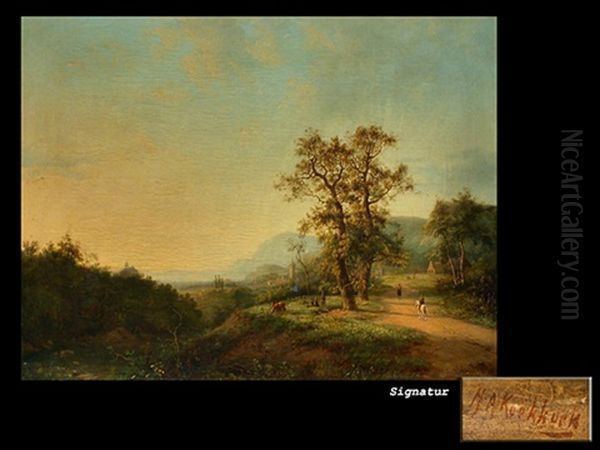 Landschaft Mit Reiter Oil Painting by Marinus Adrianus Koekkoek