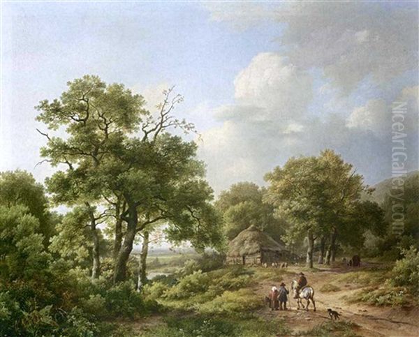 Travellers Near The Wylermeer, Beek Oil Painting by Marinus Adrianus Koekkoek