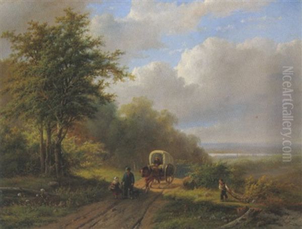 Begegnung Auf Der Landstrase Oil Painting by Marinus Adrianus Koekkoek