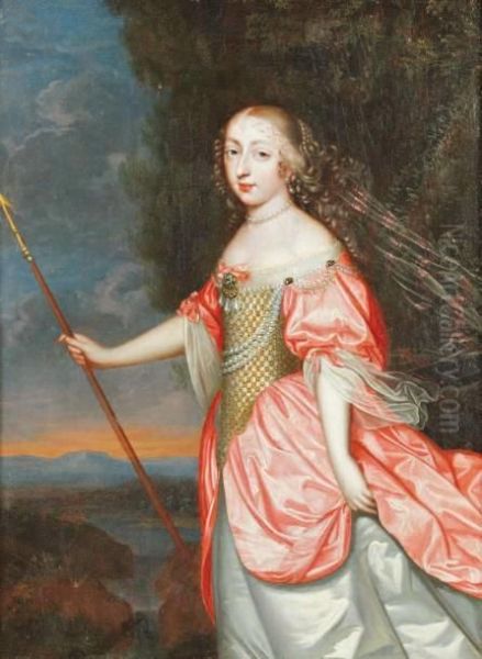 Portrait De Louise De La Baume Oil Painting by Charles Beaubrun