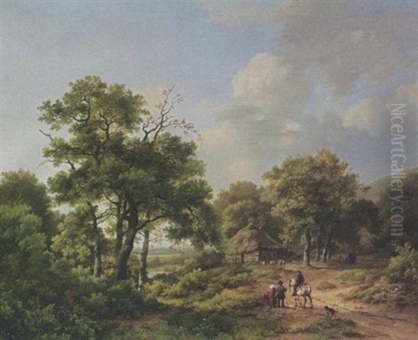 Travellers Near The Wylermeer, Beek Oil Painting by Marinus Adrianus Koekkoek