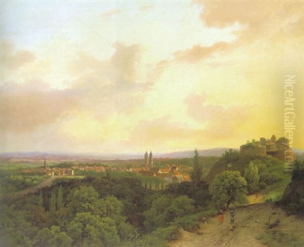 Ansicht Von Bielefeld In Westfalen Vom Johannisberg Aus Gesehen Oil Painting by Marinus Adrianus Koekkoek