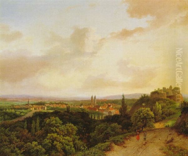 Ansicht Von Bielefeld In Westfalen Vom Johannisberg Aus Gesehen Oil Painting by Marinus Adrianus Koekkoek