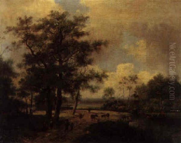 Cattle Grazing By A Stream Oil Painting by Marinus Adrianus Koekkoek