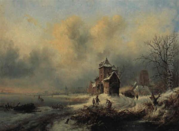 Sneeuwlandschap Oil Painting by Marinus Adrianus Koekkoek