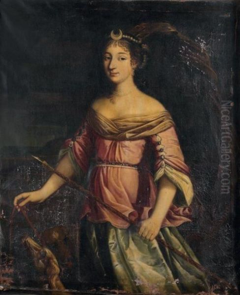 Portrait De Femme En Diane Oil Painting by Charles Beaubrun