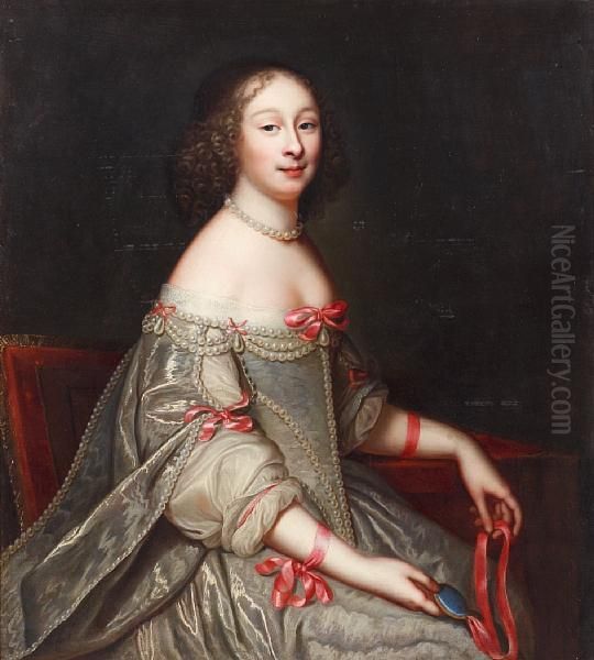 Portrait Of A Lady, Said To Be Ninon De Lenclos Oil Painting by Henri Beaubrun