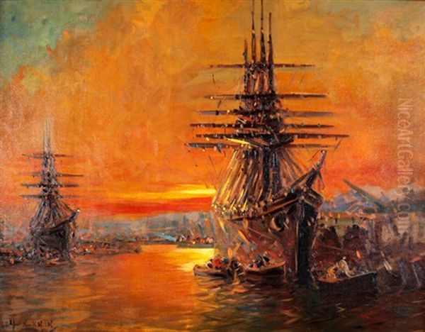 Naos Al Atardecer Oil Painting by Stephen Robert Koekkoek