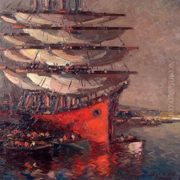 Velero Rojo Oil Painting by Stephen Robert Koekkoek