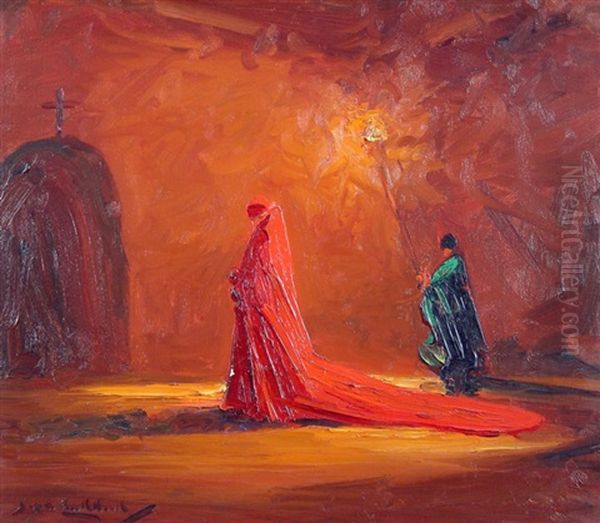 Cardenal Y Monaguillo Oil Painting by Stephen Robert Koekkoek