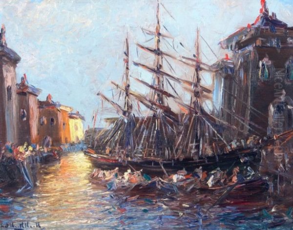 Fragata En El Puerto Oil Painting by Stephen Robert Koekkoek