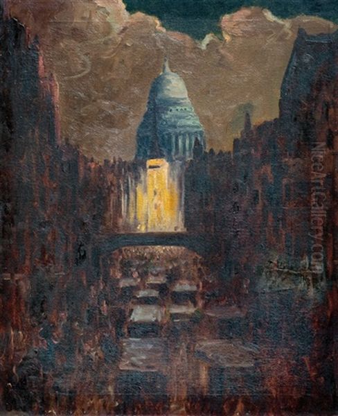 Saint Paul`s From Ludgate Hill Oil Painting by Stephen Robert Koekkoek