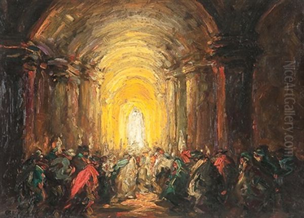 The Procession Oil Painting by Stephen Robert Koekkoek