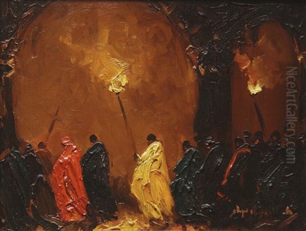 Procession Oil Painting by Stephen Robert Koekkoek