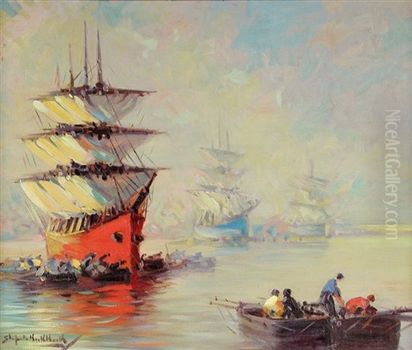 Fragatas Y Botes Oil Painting by Stephen Robert Koekkoek