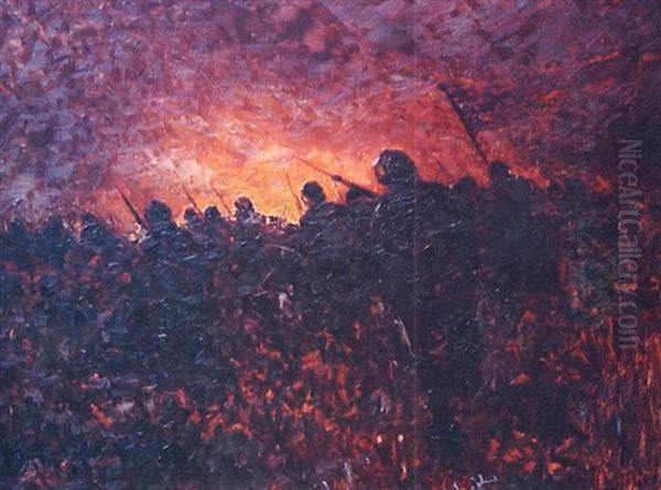 Soldados Aliados Al Atardecer: Ii Guerra Mundial Oil Painting by Stephen Robert Koekkoek