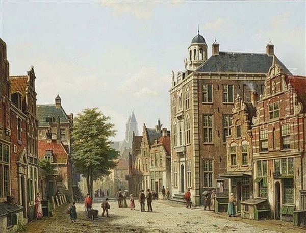 Dutch Street View In Summer by Willem Koekkoek