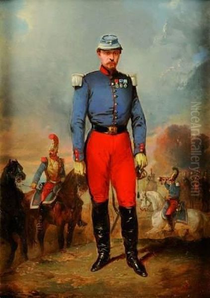 Officier De Carabinier Oil Painting by Jean-Adolphe Beauce