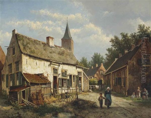 A Dutch Town On A Summer's Day Oil Painting by Willem Koekkoek