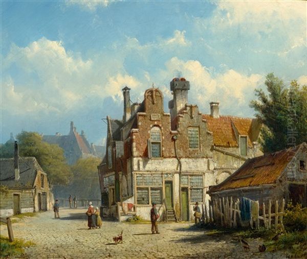 View Of A Town Oil Painting by Willem Koekkoek