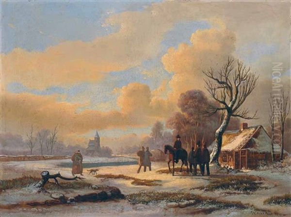 Winterlandschaft Mit Reitern by Willem Koekkoek