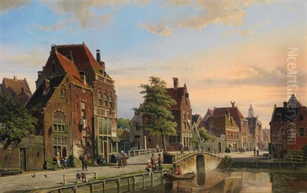 Gracht In Amsterdam Mit Blick Auf Das "rembrandts Huis" Oil Painting by Willem Koekkoek