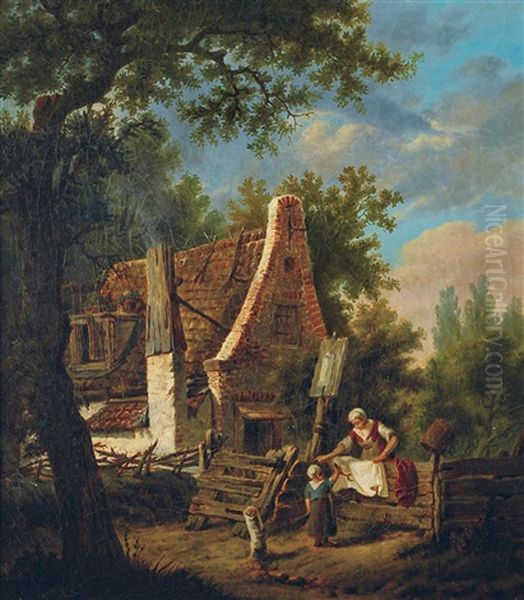 Beim Waschebleichen Oil Painting by Willem Koekkoek