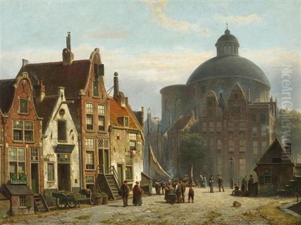 Die Lutherkirche In Amsterdam Oil Painting by Willem Koekkoek