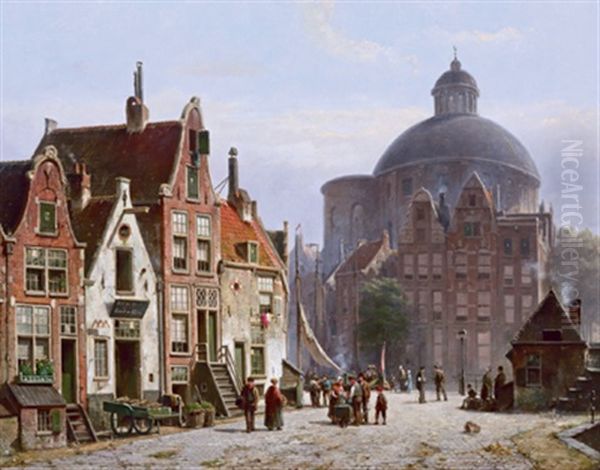 Blick Auf Die Luthersche Kirche In Amsterdam Oil Painting by Willem Koekkoek