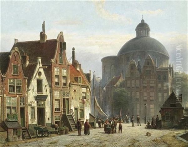 Amsterdamer Strassenszene Mit Der Lutherse Kerk Oil Painting by Willem Koekkoek