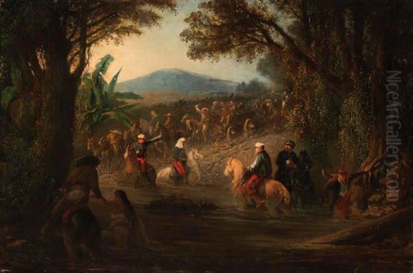 French Expeditionary Force In Mexico Oil Painting by Jean-Adolphe Beauce