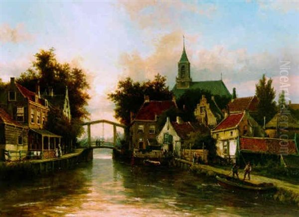 A View Of A Town Oil Painting by Willem Koekkoek