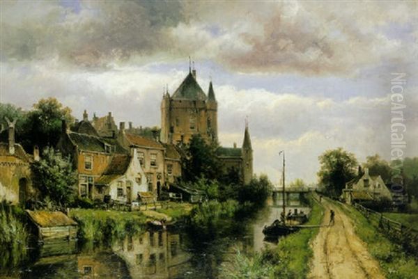 A View Of A Town Oil Painting by Willem Koekkoek