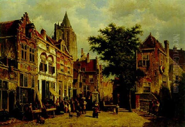 A Street Scene, Amsterdam Oil Painting by Willem Koekkoek