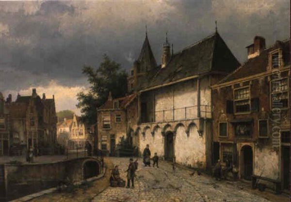 Strase In Einer Hollandischen Kleinstadt Oil Painting by Willem Koekkoek