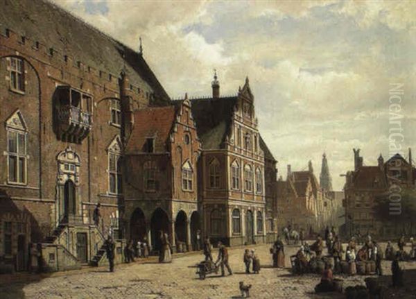 Haarlem Town Hall, Holland Oil Painting by Willem Koekkoek