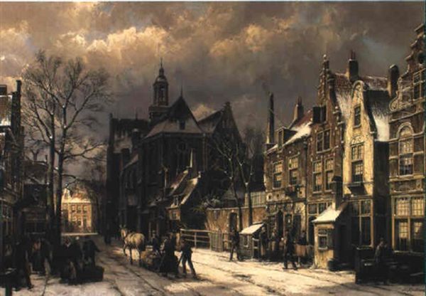 Street Scene, Amsterdam Oil Painting by Willem Koekkoek