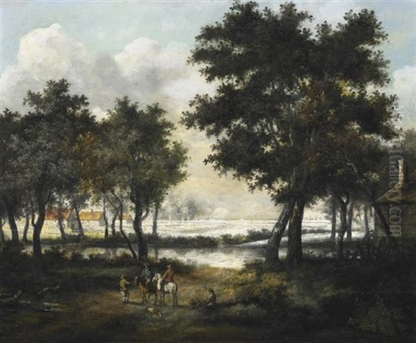 Bewaldete Landschaft Mit Reitern Oil Painting by Isaac Koene