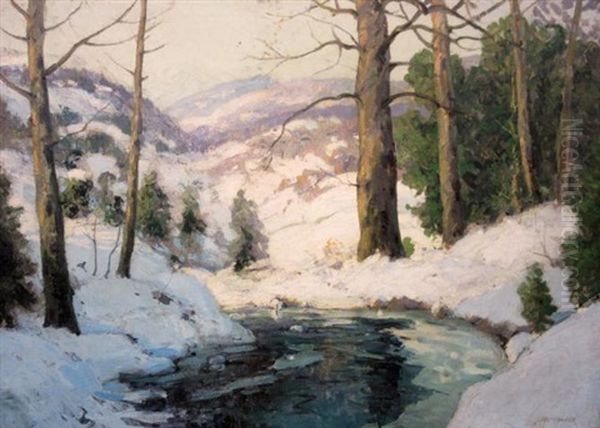 White Mountain Scene With Brook Oil Painting by Walter Koeniger