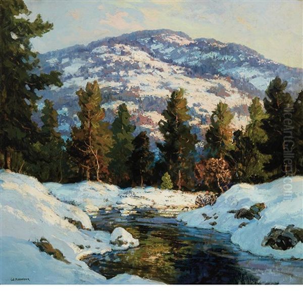 Snow Scene In The Mountains Oil Painting by Walter Koeniger