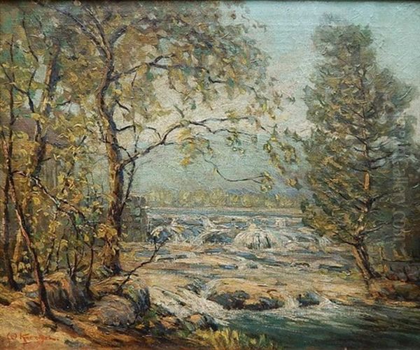 Landscape With Stream Oil Painting by Walter Koeniger