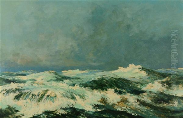 White Surf Oil Painting by Walter Koeniger