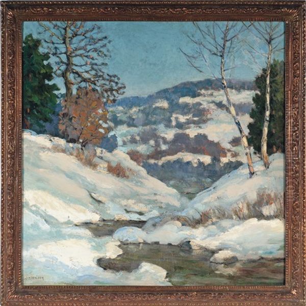 Winter Landscape With Brook by Walter Koeniger