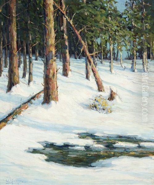 Woodland Snow Oil Painting by Walter Koeniger