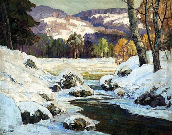 A Winter Afternoon Oil Painting by Walter Koeniger