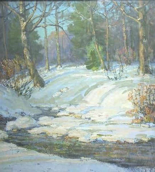 Winter Stream Oil Painting by Walter Koeniger