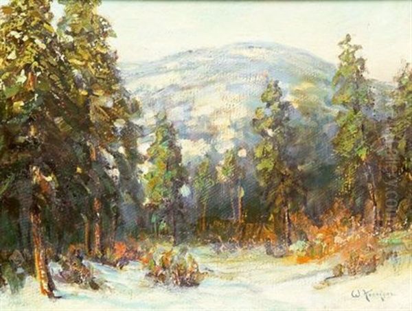 Distant Peak, Winter Oil Painting by Walter Koeniger